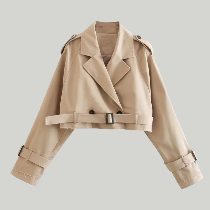 Ravanti | Women's Cropped Belted Vintage Trench Coat