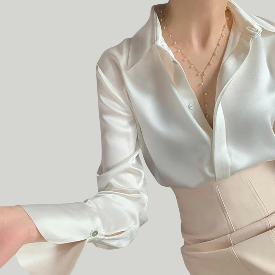 Ravanti | Women's Elegant Blouse Satin Long Sleeves