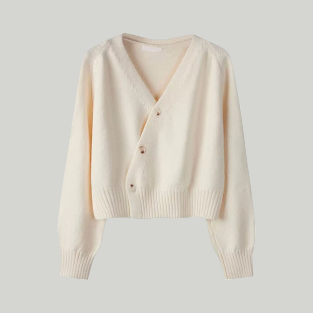 Ravanti | Women's Premium Merino Wool V-Neck Skew Cardigan