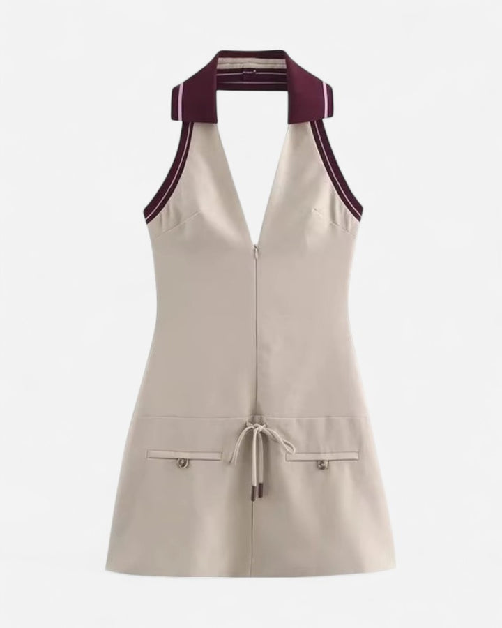 Mini vestito con scollo halter e zip