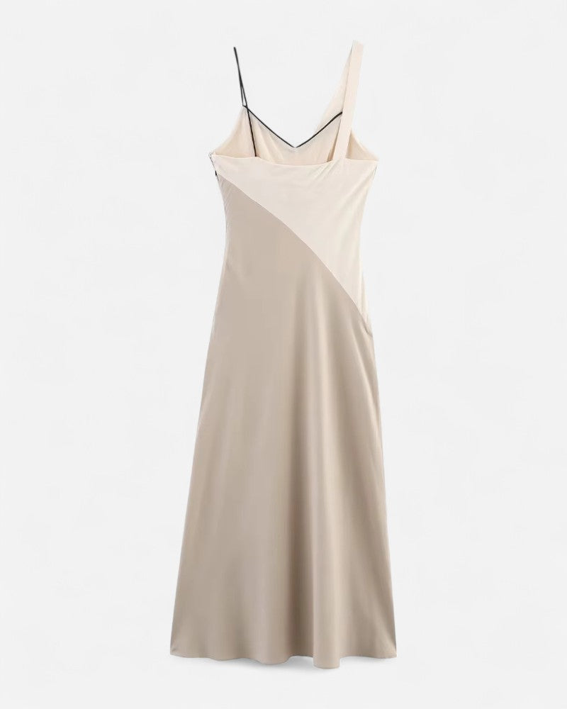 Vestito midi con spalline e scollo drappeggiato