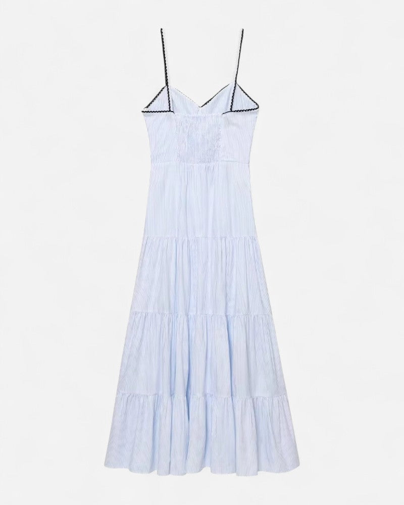 Vestito midi a righe con spalline sottili