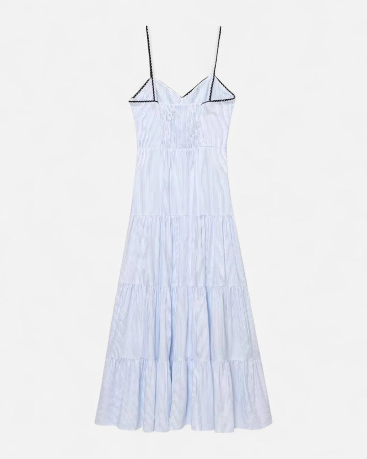 Vestito midi a righe con spalline sottili